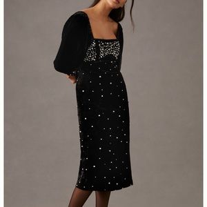 Anthropologie Maeve Embellished Velvet Dress